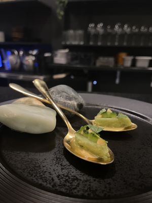 Cucumber Gazpacho (palette cleanser)  at AV in Honolulu