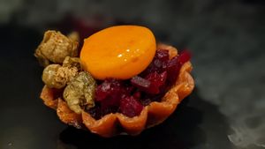 Beet tart at AV in Honolulu