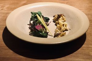 Cauliflower in kohlrabi dressing  at Quintonil in Mexico City