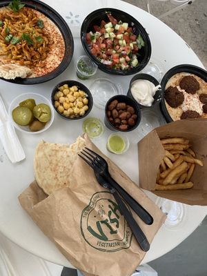 OG plate with favs beans and vegan shawarma  at Vish in Hollywood