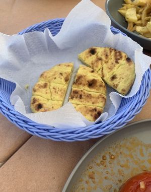 pita at A for Akteon in Santorini