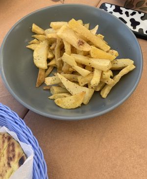 fries at A for Akteon in Santorini