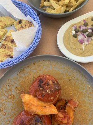 selection of vegan food at A for Akteon in Santorini