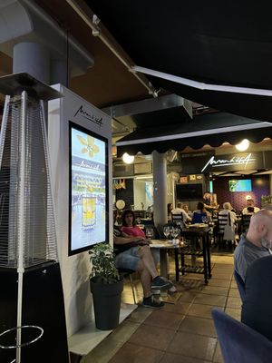 View looking into the restaurant from outside table   at Maná 264 in Gran Canaria
