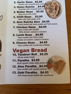 Vegan breads at Masala Craft in Big Bear Lake