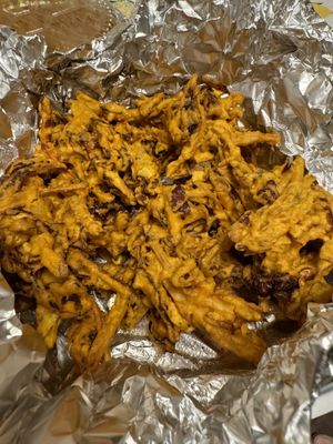 Veggie Pakoras. Hard to make out but there’s 4-5 in there, each the size of a fist.  at Masala Craft in Big Bear Lake