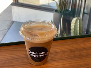 View from a window seat with The Instigator at Coffee Drunk in Long Beach