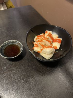 Spicy agedashi tofu  at Frisby Ridge Sushi in Revelstoke