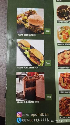 Cake and Burger at Circle Point Vegan Eatery in Jimbaran