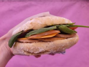 Chycken Pesto Toastie at City Farmers Markets in Brisbane