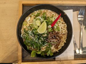 Vegan ramen at The Naked Indigo in Salzburg