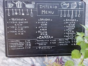 Menu at Café Império in Pinhao
