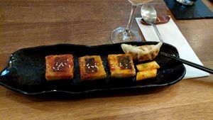 Tofu Steaks in spicy Sauce (+ Mandu and Tukk Bokki) at ONNI in Luebeck