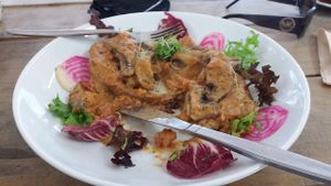 Mushrooms on toast for breakfast at The Wholefood Kitchen in Napier