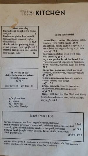 Kitchen Menu... at The Wholefood Kitchen in Napier