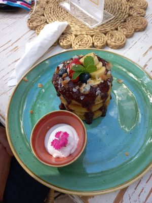 Blueberry Berry Flapjack Stack at Juvenate in Stellenbosch