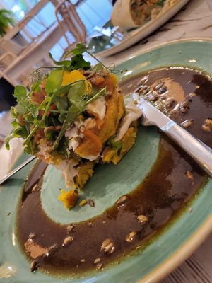 Savoury pancake stack. at Juvenate in Stellenbosch