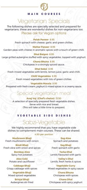 Vegan options  at The Valley in Corbridge