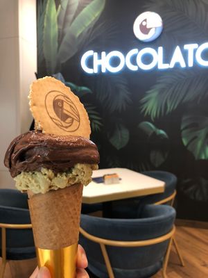 Pistachio and chocolate orange flavor   at Chocolato Cafe in Novi Sad