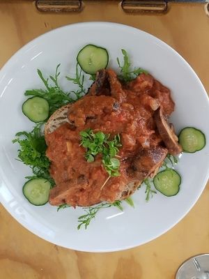 Te Mata Mushrooms ( vegan option) at Chantal Organics - Restaurant in Napier