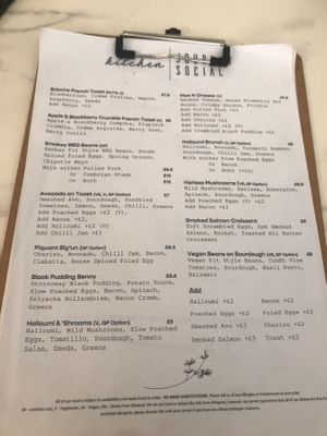 Brunch/Lunch menu at Journey Social Kitchen in Lancaster