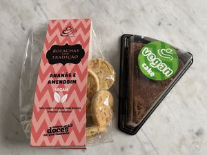 Pineapple cookies and vegan chocolate cake  at A Confeitaria in Funchal