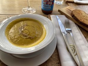 Butternut squash soup at Cor de Tangerina in Guimaraes