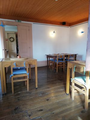 One of the dining rooms at Cor de Tangerina in Guimaraes