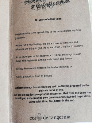 From the menu at Cor de Tangerina in Guimaraes