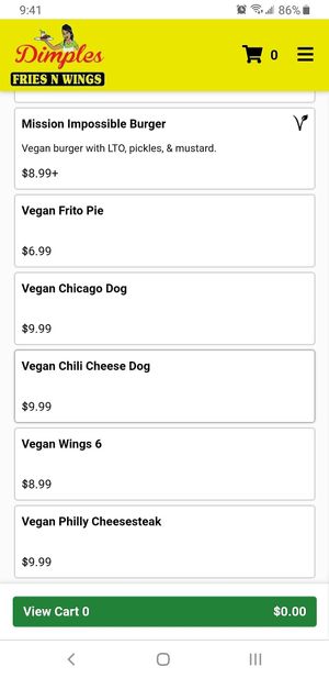 Menu at Dimples Fries N Wings in Arlington