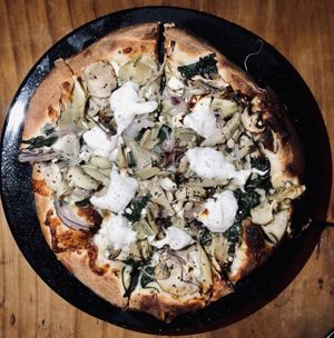 Pizza at Julia's Vegetarian Restaurant in Pacific Grove