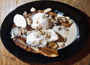 Banana foster at Julia's Vegetarian Restaurant in Pacific Grove