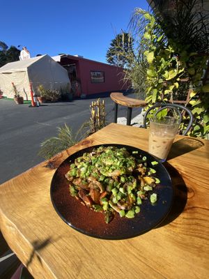 🍄 Hash with Vegan 🥚 at Julia's Vegetarian Restaurant in Pacific Grove