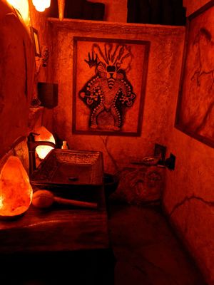 Fun bathroom with sound effects! at Julia's Vegetarian Restaurant in Pacific Grove