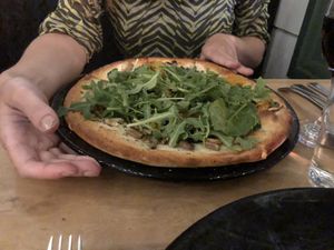 Mushroom flatbread  at Julia's Vegetarian Restaurant in Pacific Grove