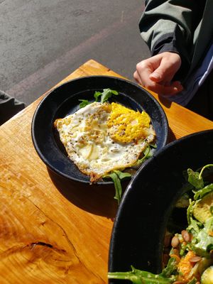 Fried egg at Julia's Vegetarian Restaurant in Pacific Grove