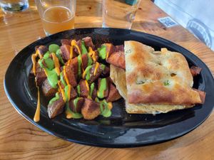 Fried egg and paprika potatoes at Julia's Vegetarian Restaurant in Pacific Grove