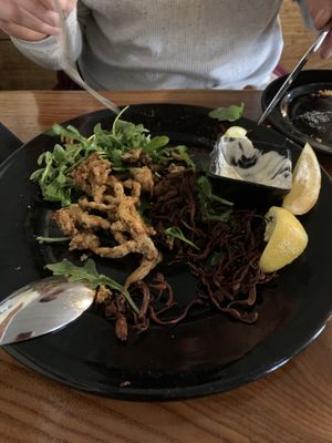 Mostly eaten mushroom sampler😄  at Julia's Vegetarian Restaurant in Pacific Grove