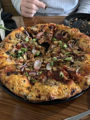 Smokehouse pizza  at Julia's Vegetarian Restaurant in Pacific Grove