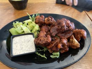 Buffalo cauliflower wings  at Julia's Vegetarian Restaurant in Pacific Grove