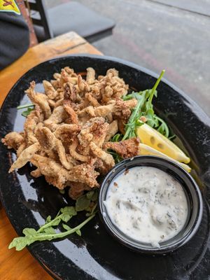 Fried mushrooms with vegan ranch at Julia's Vegetarian Restaurant in Pacific Grove