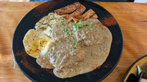 Biscuits and gravy at Julia's Vegetarian Restaurant in Pacific Grove