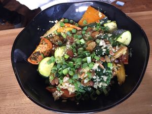 Vegan byriani entree at Julia's Vegetarian Restaurant in Pacific Grove