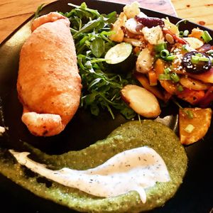 Seitan empanada  at Julia's Vegetarian Restaurant in Pacific Grove