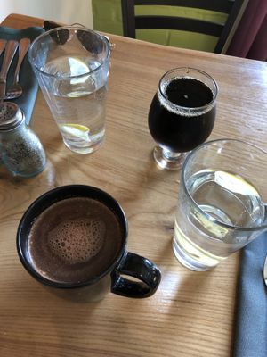 Mocha and cold coffee  at Julia's Vegetarian Restaurant in Pacific Grove
