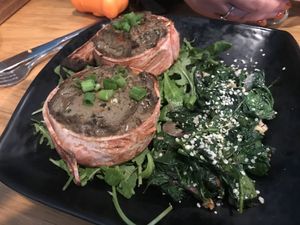 Bacon wrapped biscuits! 🥰 at Julia's Vegetarian Restaurant in Pacific Grove