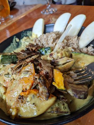 Yellow curry at Julia's Vegetarian Restaurant in Pacific Grove