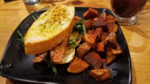 Vegan breakfast sandwich at Julia's Vegetarian Restaurant in Pacific Grove