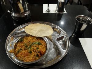Rice with lentils and vegetables at Arya Bhavan in Paris