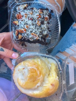 German chocolate cake and an almond coconut roll at The Land of Kush in Baltimore